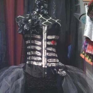 Women's Day of the dead corset couture custom made Sz S-XL